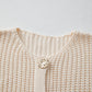 White Solid Textured Knit Side Pockets Buttoned Sweater Vest