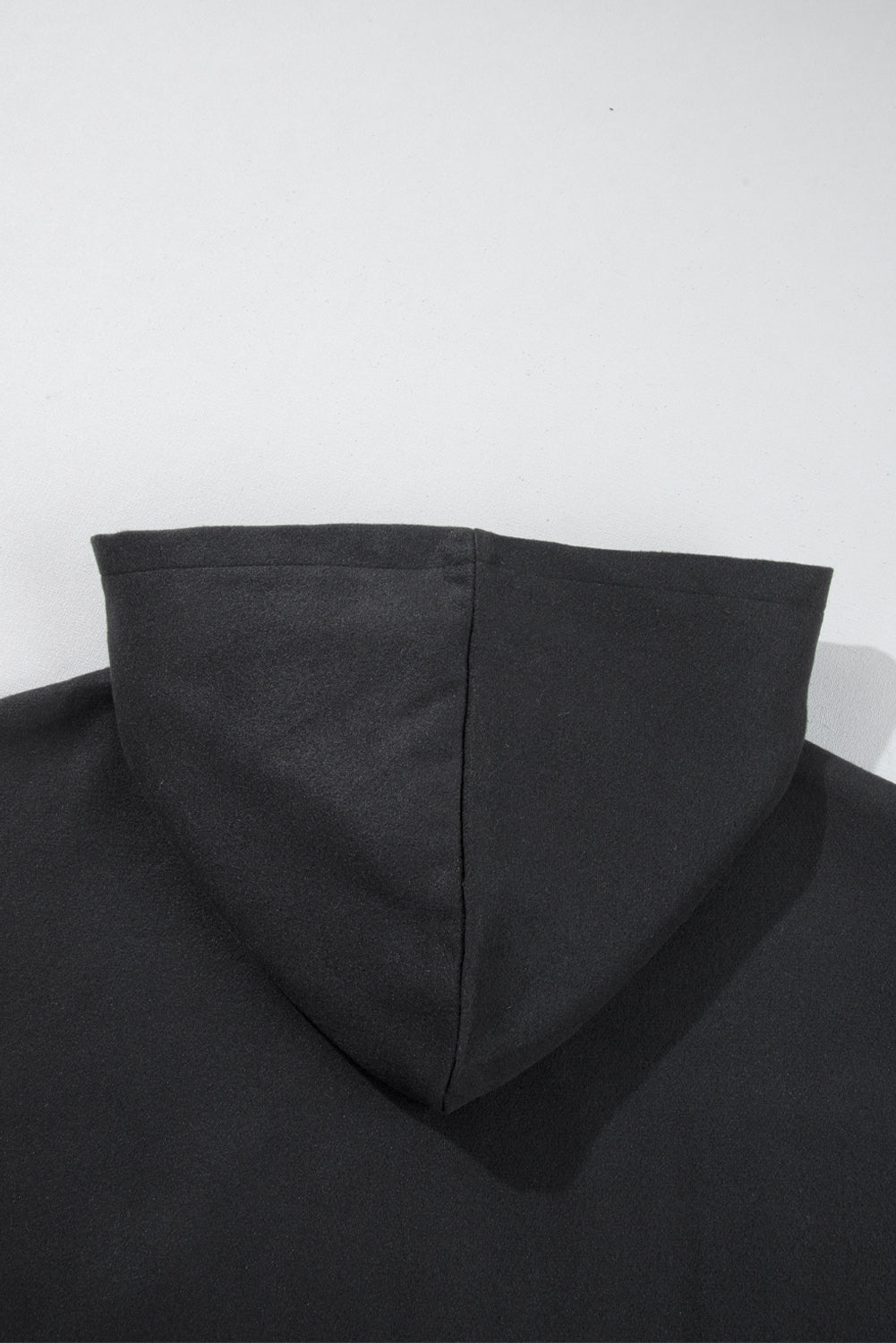Black Solid Color Casual Zip up Hooded Coat
