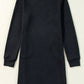 Black Solid Color Textured Long Sleeve Shift Dress