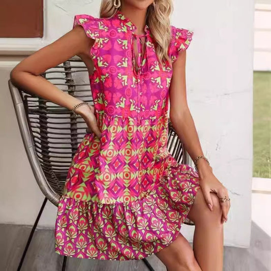 Summer V-Neck Lace-up Dress