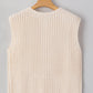 White Solid Textured Knit Side Pockets Buttoned Sweater Vest