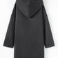 Black Solid Color Casual Zip up Hooded Coat