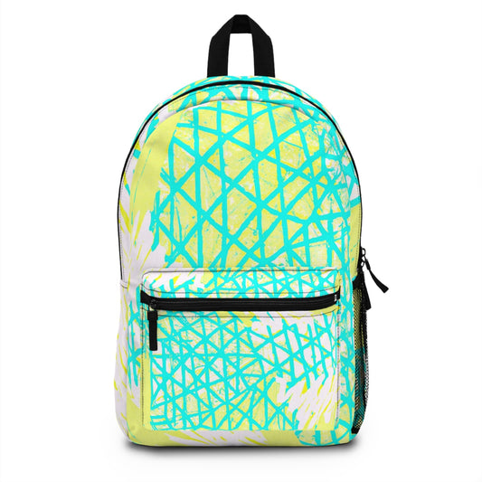 Backpack - Large Water-resistant Bag, Cyan Blue Lime Green and White