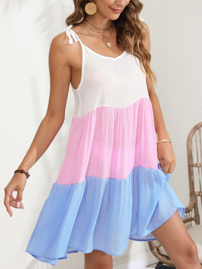 Color Block Spaghetti Strap Cover-Up Dress